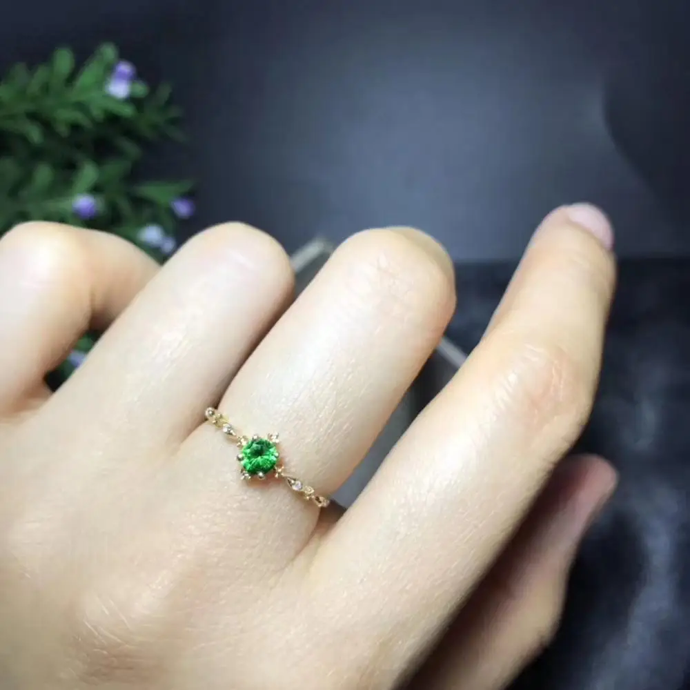 

classic green Tsavorite gemstone ring for women jewelry real AU750 gold natural gem good gem green color engagement ring gift