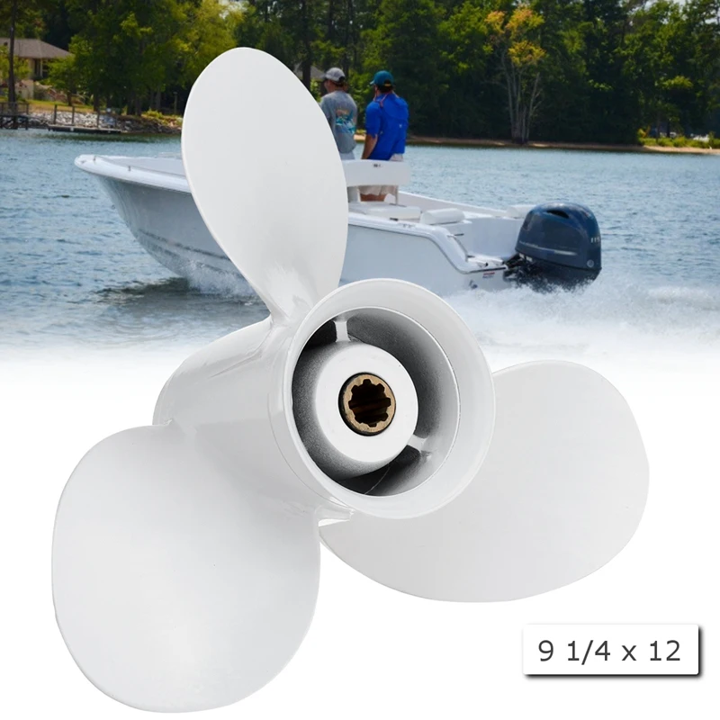 Ship Engine Outboard Propeller 3-Bladed Rotary Paddle 683-45941-00-El 9 1/4 X 12 For Yamaha 9.9-15Hp Aluminum 8 Spline Tooths