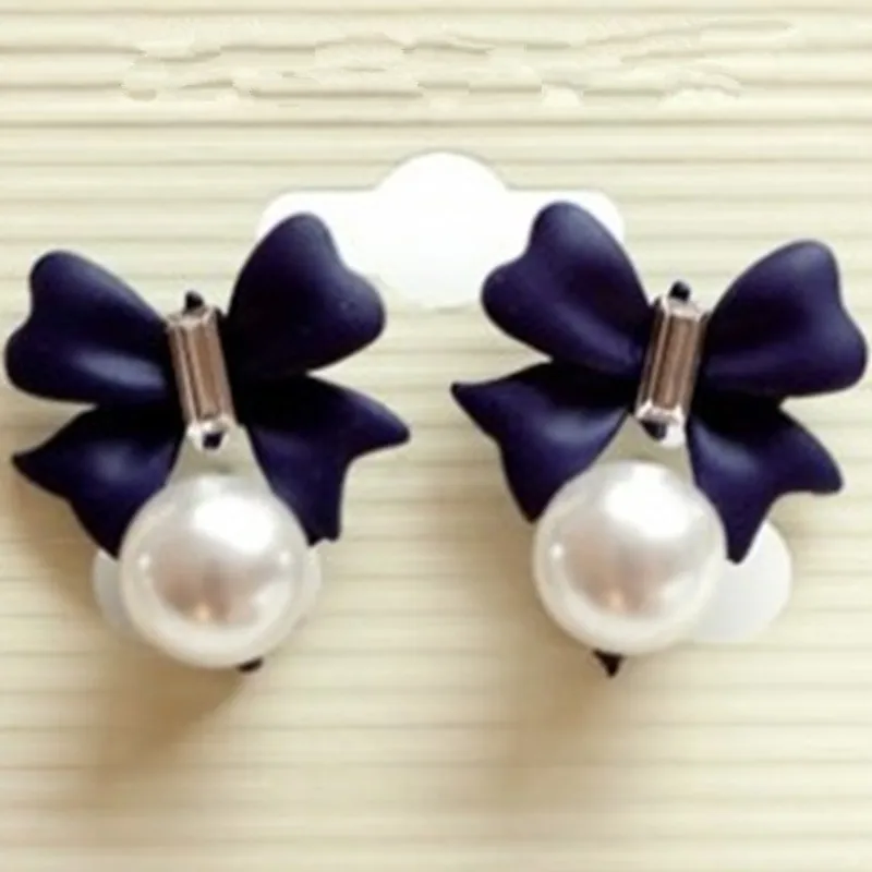 Korean version new cute bow imitation pearl women's earrings wholesale