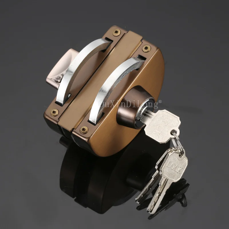 1PCS Rose Gold Double Door Frameless Sliding Central Glass Door Lock 304 Stainless Steel Bidirectional Unlock JF1866