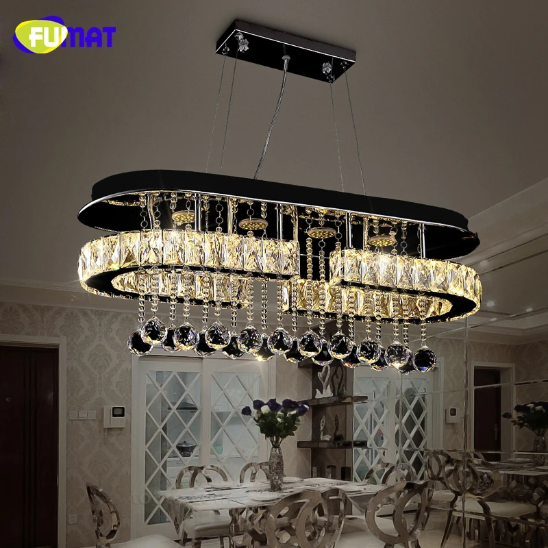 

FUMAT Rectangle K9 Crystal Chandelier Modern Brief LED Lightings For Living Room Dining Room Lustre Dimmer Crystal Chandeliers