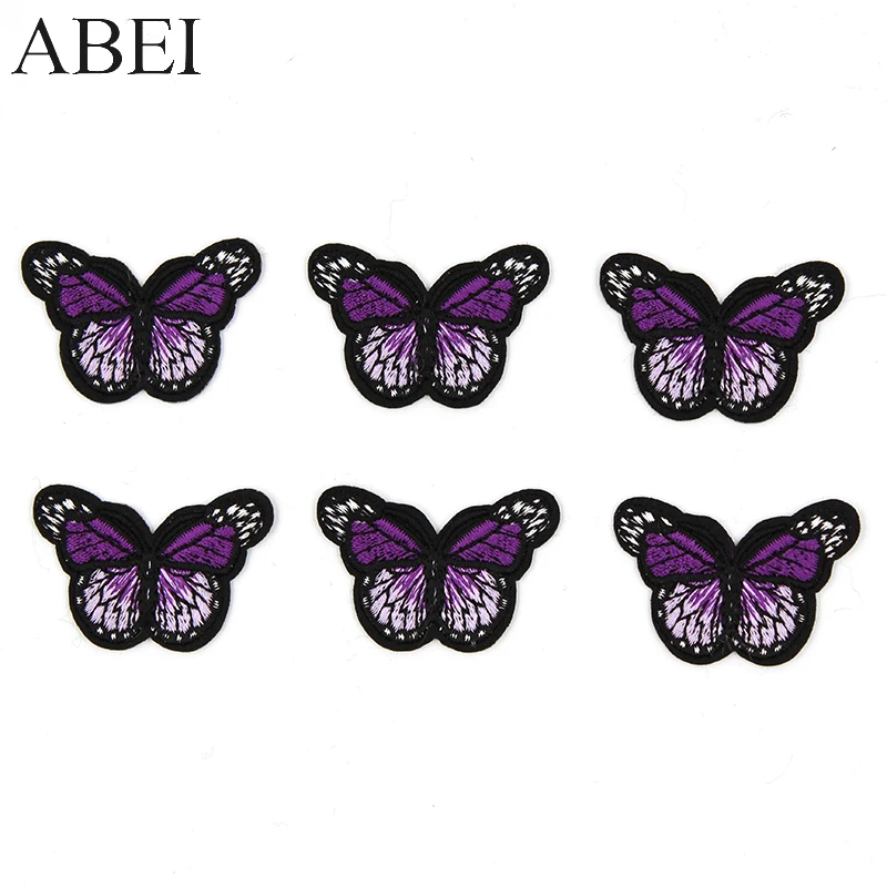 10pcs/lot Purple Embroidery Butterfly Patches Iron On Motif Badge Diy Clothes Appliques Bags Shoes Dress Coats Jeans Stickers