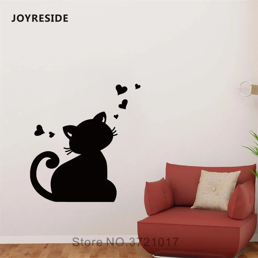Настенная виниловая наклейка с изображением кота и любви, для детей и подростков
