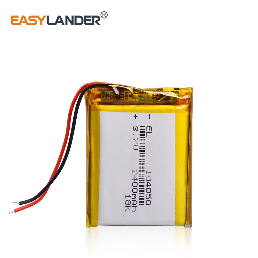 3.7V 104050 2400MAH Rechargeable Lithium Li-ion Polymer Battery for Navigation Mobile Power GIY Vedio Game Speaker E-book