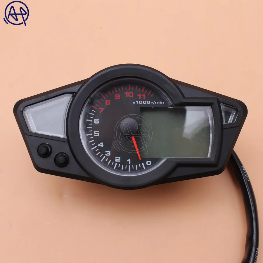 1set Black Universal Motorcycle LCD Speedometer Motorcycle Digital Odometer Speedometer Tachometer Fit For 2&4 Cylinders