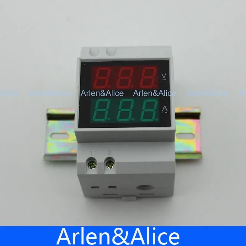 مقياس الجهد والتيار مع شاشة LED مزدوجة Din rail ، مقياس الفولتميتر Din-الريال ، مقياس التيار المتردد 200-450V 0.1-99.9A