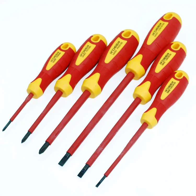 R\'DEER TOOL VDE/GS IEC60900 high pressure-resist 1000V 6015# chrome vanadium -3.0/5.5/6.5,+PH0/PH1/PH2 insulated screwdrivers