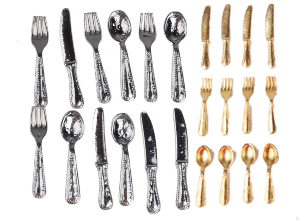 12 Pcs DM001 In Acciaio Inox Classic Giochi Di Imitazione Mobili Da Cucina Giocattolo 1/12 Miniatura casa delle bambole Set Da Tavola Per i bambini Bambola