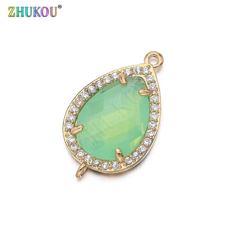 14*23mm High Quality Brass Cubic Zirconia Water-drops shape  Connectors DIY Jewelry Findings Making, Hole:1.0mm Model: VS297