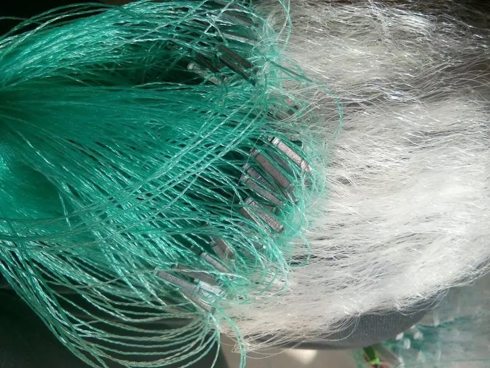 65m Length 2m Height 2-3 Layers White Monofilament Fishing Fish Gill Nets Mesh 8*8cm