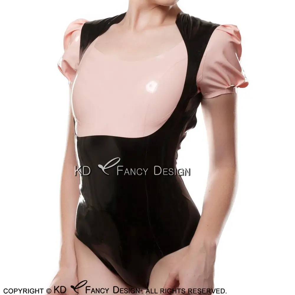 

Black Sexy Latex Swimsuit Open Front And Back With Zipper Buttons Body Suit Catsuit Rubber Bodysuit Zentai LTY-0046