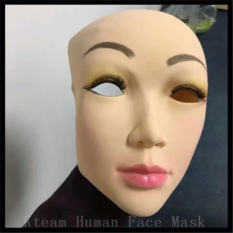 Hot New 100% Latex Lady Skin Mask crossdress female mask realistic silicone party mask Women Face Mask For Cosplay free size