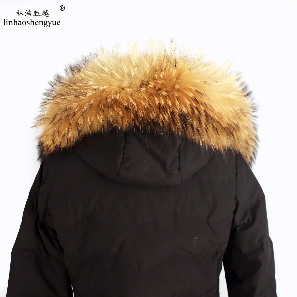 Linhaoshengyue 70cm 80cm Winter Real Natural raccoon fur hood collar ,High-quality Raccoon fur fashion Coat collar cap collar
