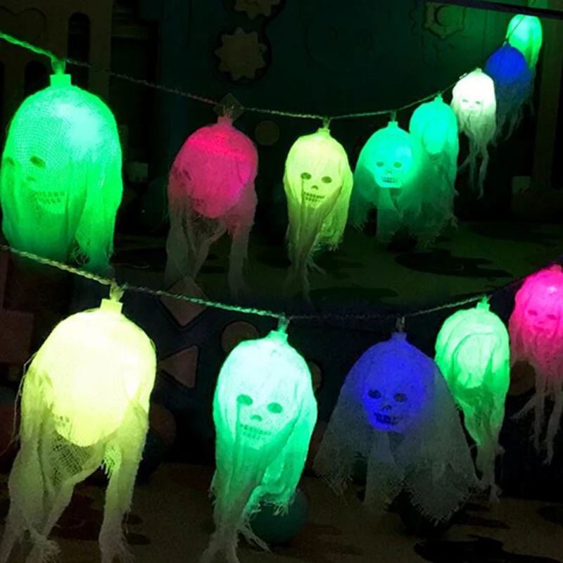 LED Skull Strip String Lights LED Garland Battery powered  Halloween Party Decorations Supplies Prop fairy lights string lights