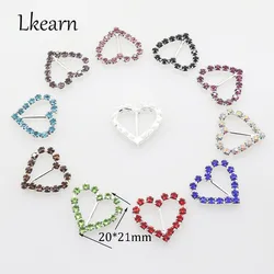 Wholesale 100pc 1cm inner Heart Rhinestone Buckle Diamante Crystal Slider TwoRow Round Circle Wedding Invitation card Decoration