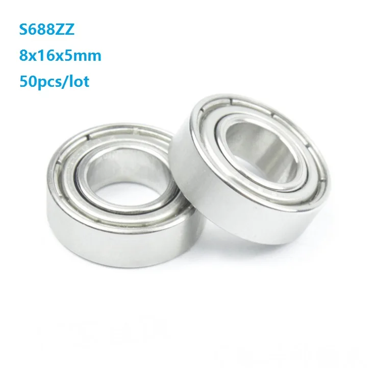 

50 шт./лот 8x16x5 мм S688ZZ S688 ZZ S688 Z 688ZZ подшипник 8*16*5 мм двойная металлическая крышка из нержавеющей стали глубокий шаровой подшипник паза 688