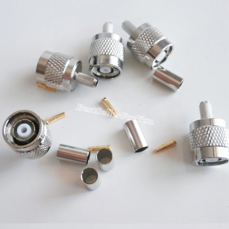 10Pcs  RP-TNC RPTNC Male plug crimp for RG58 RG142 RG400 LMR195 cable RF Connector