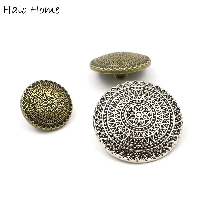 5pcs Round Retro Metal Shank Buttons fit Clothing Repair Sewing Decor Replace and Crafts Make 15-25mm