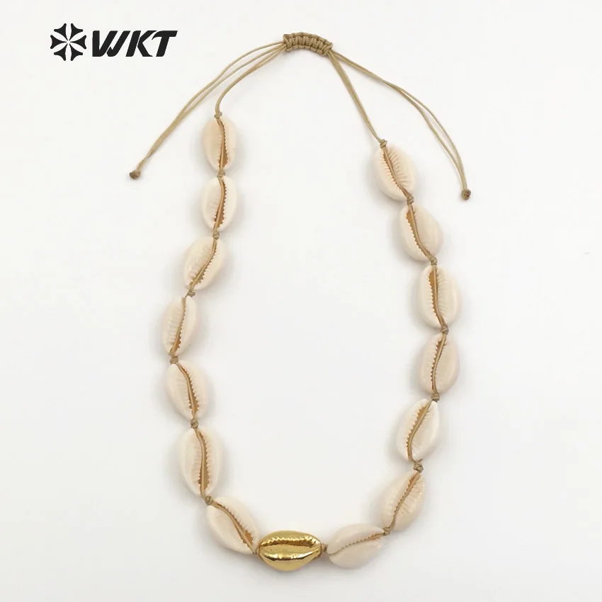 

WT-JN036 Natural Raw Cowrie Necklace High Quality Handmade Shell Necklace 14 Inch Long Sea Shell Jewelry Boho Gift For Women