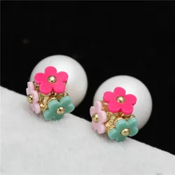 New design fashion brand jewelry  stud earrings for women black flower earrings