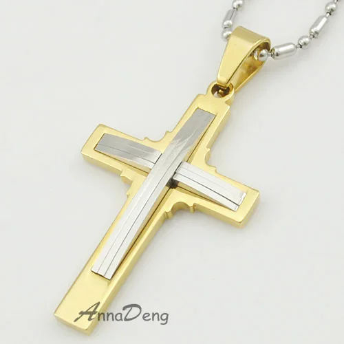 Stainless Steel Men Cross Necklace & Pendant Rocking Punk Link Chain Women Jewellery Boy's Gift