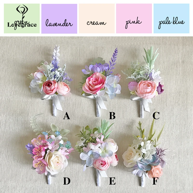 

Lovegrace Wedding Bouquets Brooches Wedding Corsage and Boutonnieres Brooch Wedding Groom Buttonhole Elastic Silk Wrist Flowers