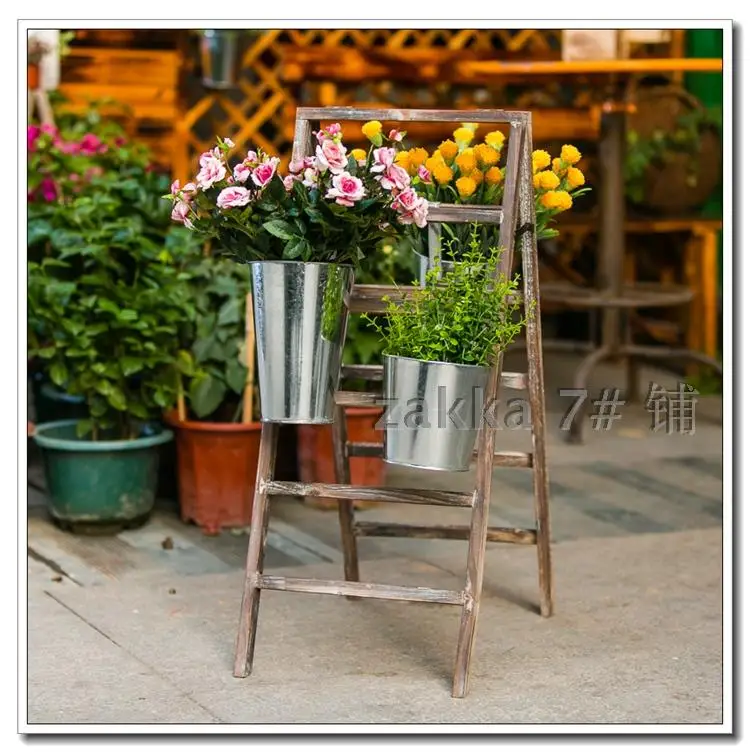 European retro do the old flower frame with tin barrels creative life more outdoor scenes trapezoid Flower Flower