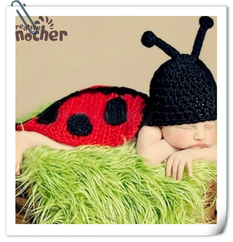 Newborn Baby Photography Props Accessories Cute Baby Ladybug Clothing Baby Photo Shoot Props Infant Costumes Newborn Prop Hat