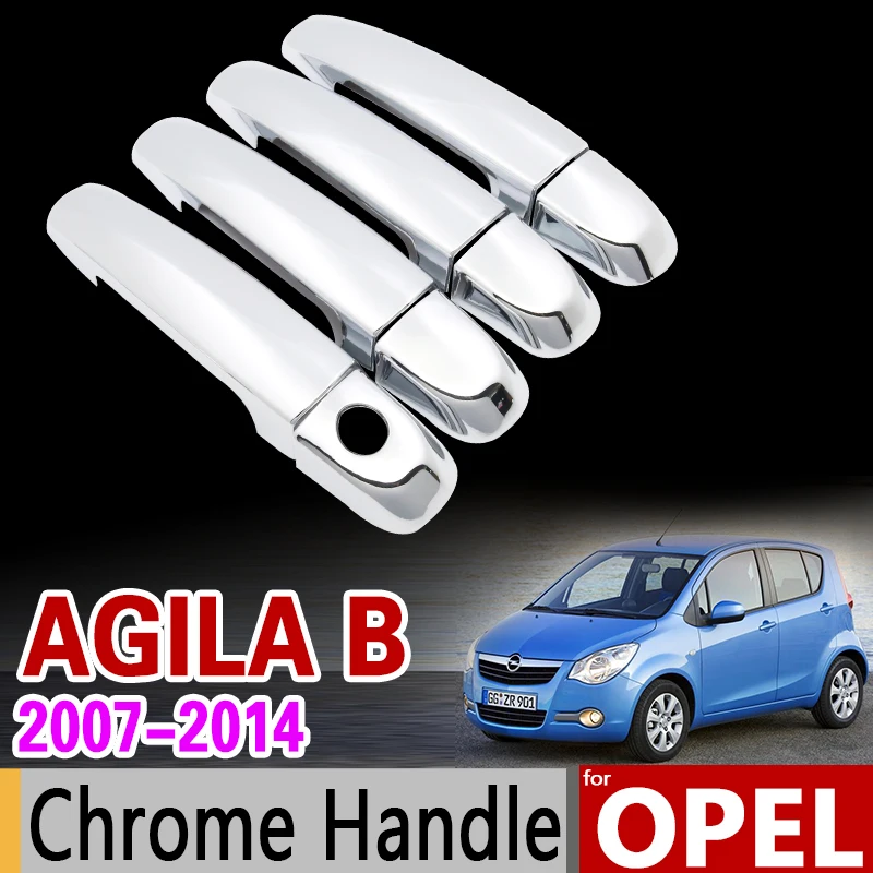 for Opel Agila B 2007 - 2014 Chrome Door Handle Cover Trim Set Vauxhall 2008 2009 2010 2011 2012 2013 Accessories Car Styling