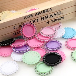 50pcs 30mm inner 20mm Mix Color Round Resin Flatback Base Setting Rhinestone Cabochon Base Frame Setting Accessory