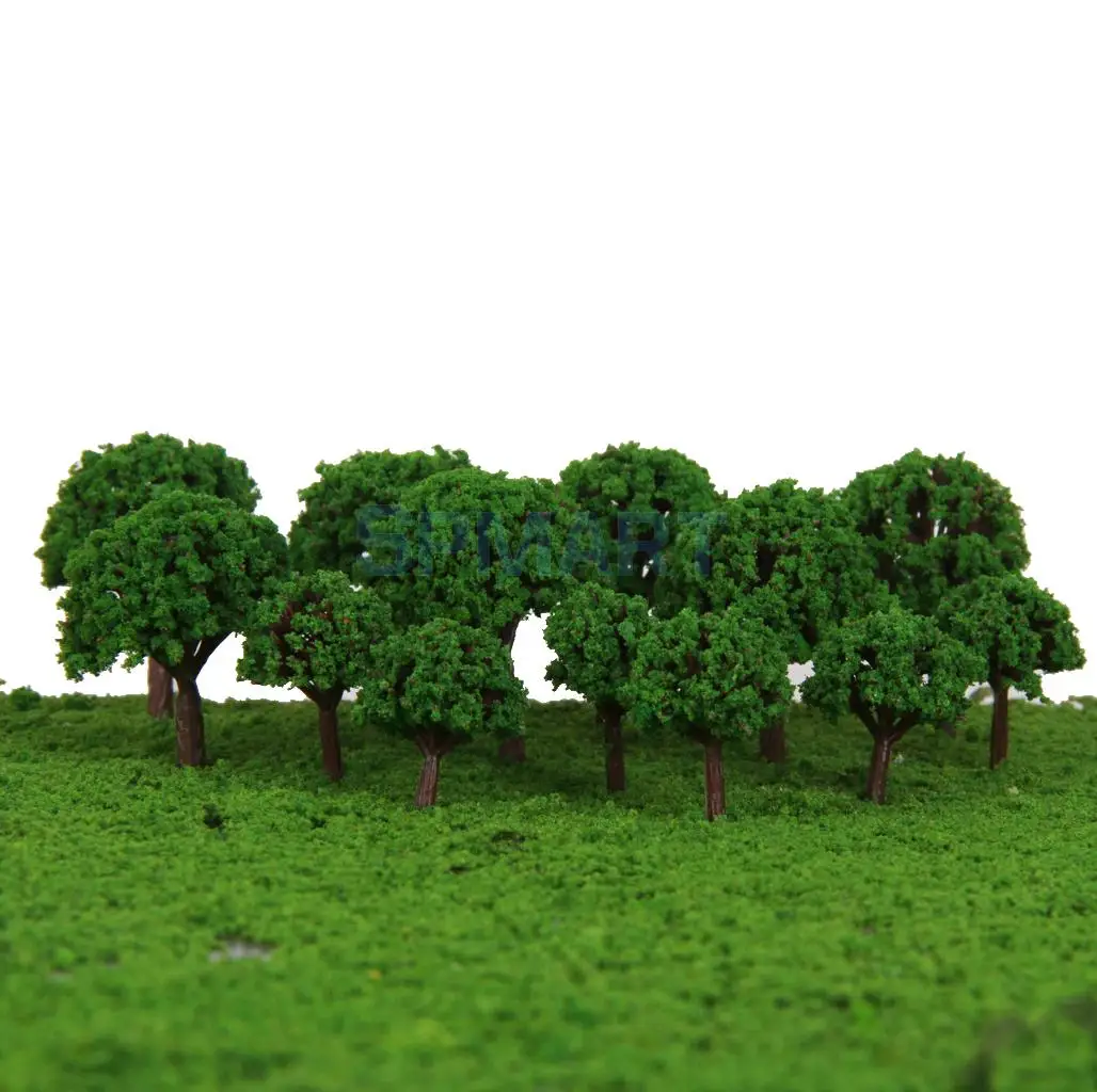 50Pcs 3cm Quality Scenery Landscape Train Model Trees Scene Railway Railroad Wargame Layout- green color Scale 1/500