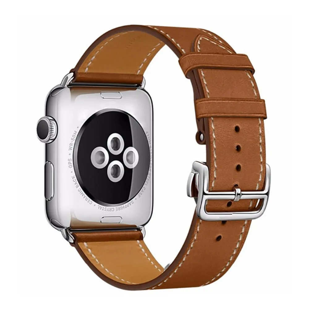 Deployment Buckle strap For Apple watch band 44mm 40mm 42mm 38mm Genuine Leather watchband bracelet iWatch serie 3 4 5 se 6 band