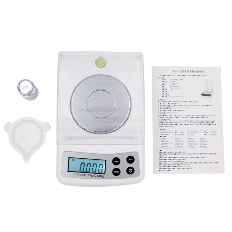 50g 0.001g LCD Digital Jewelry Scales Precision Diamond Laboratory  Balance Medicinal Electronic Gem Carat Weight Counting Scale