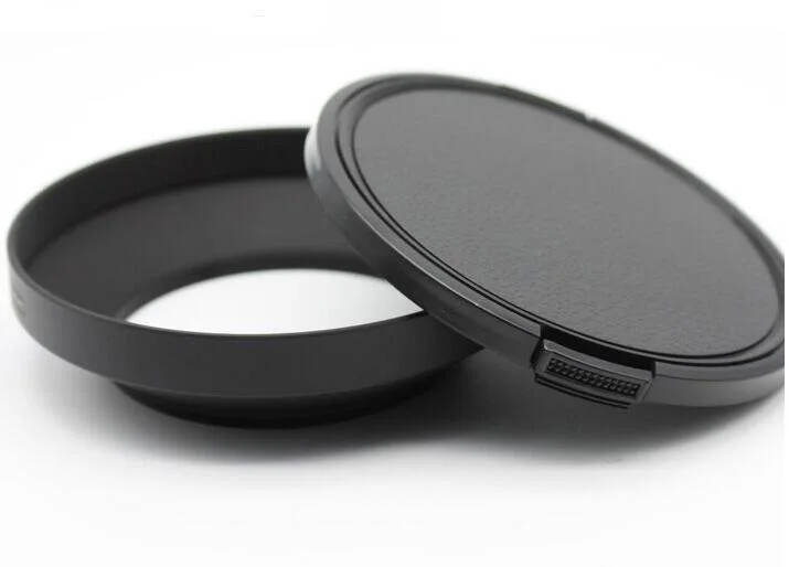 Pare-soleil en métal avec vis à grand Angle, 49 52 55 58 62 67mm, trompette + capuchon d'objectif