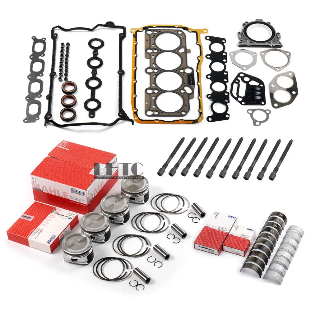 Overhaul Rebuilt Pistons Rings Timing Chain Tensioner Crankshaft Connecting Rod Bearing Kit For VW AUDI 1.8L Turbo DOHC 20V AWM