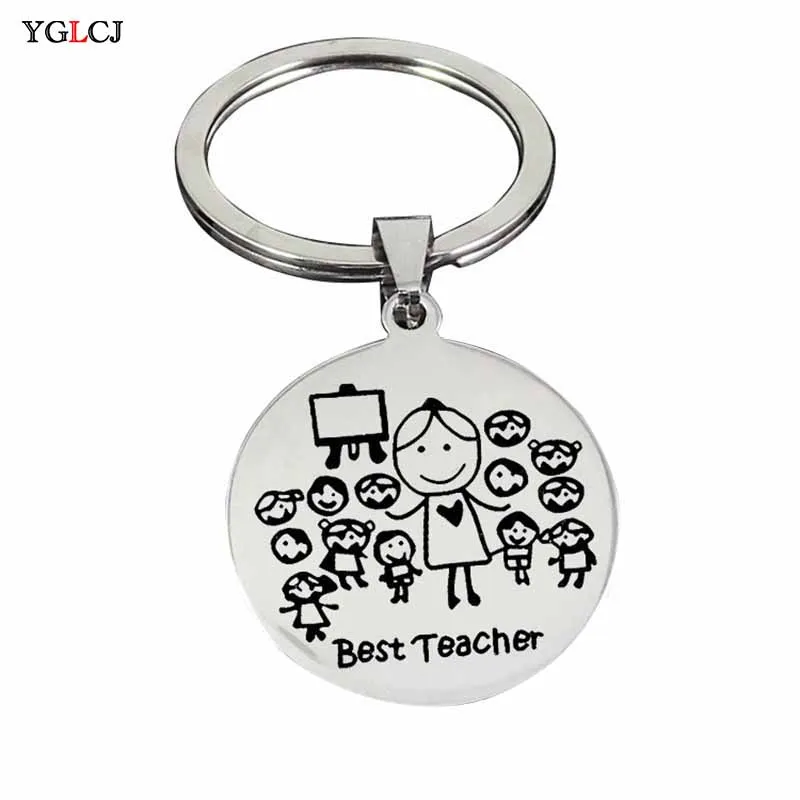 YGLCJ Stainless Steel Keychain Teacher Thanksgiving Gift Teacher'S Day Teacher Stainless Steel Jewelry Student Send Teacher Gift