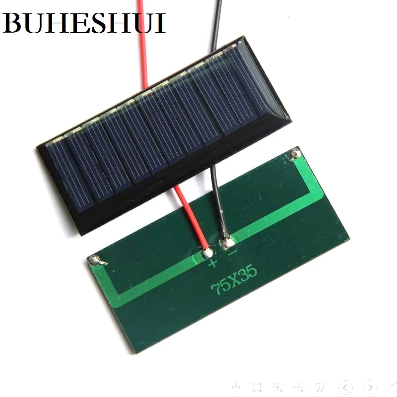 

BUHESHUI 5.5V 60MA Solar Panel+Cable/Wire DIY Solar Cell Charger For 3.7V Battery 75*35MM Study Polycrystalline 100Pcs Wholesale