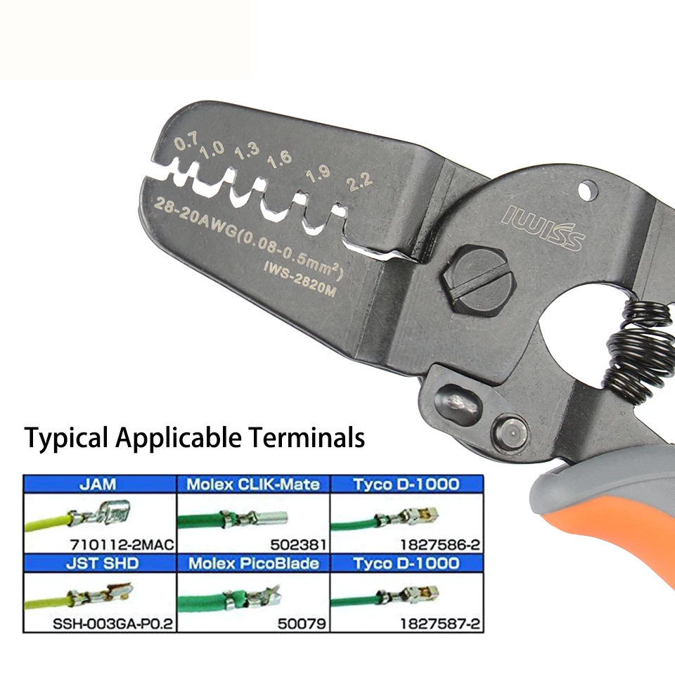 IWS-2820 Mini Terminal Crimping Tools for JAM Molex Tyco JST Terminal and Connector Multi-function Stripper Cable Cutter plier