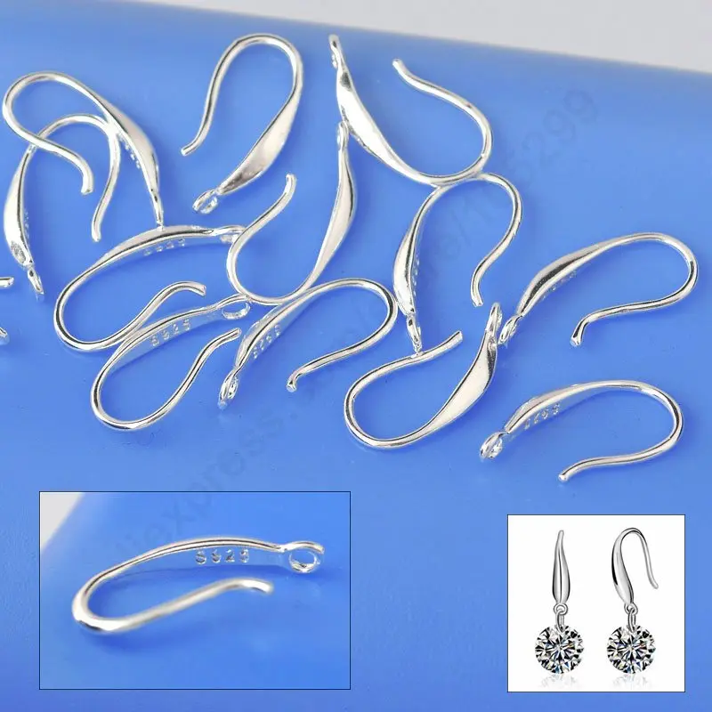 Boucles d'oreilles en argent massif 925 véritable, crochet lisse, fils d'oreille, bricolage, accessoires, résultats de bijoux, 50 pièces