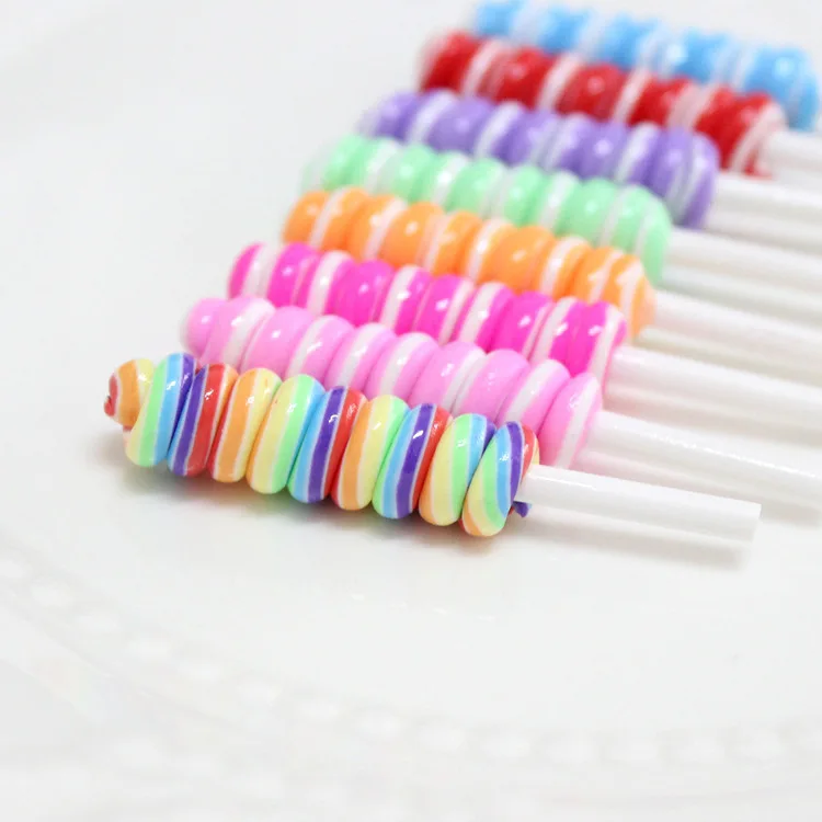 8 Stück Cabochons aus Kunstharz mit flacher Rückseite, Pastell-Konfetti-Charms, Süßigkeiten, Lutscher, Süßigkeiten, weicher Ton für Kinder, DIY-Telefondekoration – Detail 2