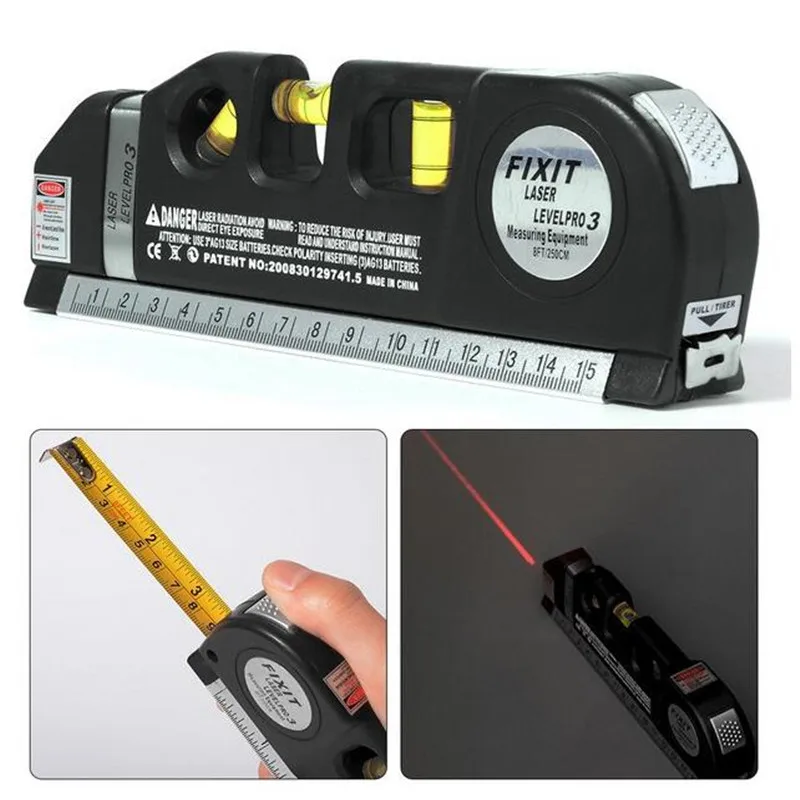 Laser Level Infrared Level Ruler Horizon Vertical Measure 8FT Aligner Standard and Metric Rulers Multipurpose Measure