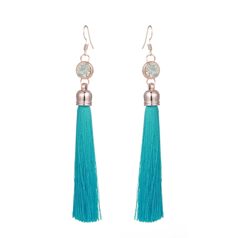 LOVBEAFAS Ethnic Fringe Tassel Long Drop Earrings Women Boho Crystal Boucles Brinco Dangle Earings Fashion Jewelry Bijoux Femme