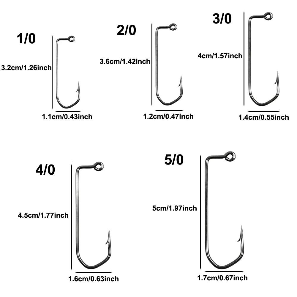 180Pcs High Carbon Steel Barbed Aberdeen Jig Fishing Hooks 7150 Fishhook For Saltwater Fishing Size 1/0 2/0 3/0 4/0 5/0