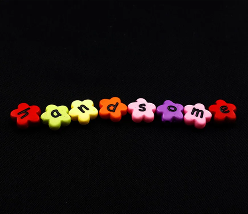 100pcs Square Alphabet/Letter Beads Toy for Children Jewelry Making Black Bead Colorful Letter DIY Bracelet Girl Gifts Wholesale