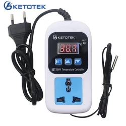 -50~110C Digital Thermostat Temperature Controller Switch EU Plug AC 110-220V Microcomputer Socket NTC Sensor KT3008 KT3009