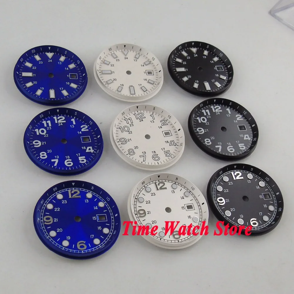 High quality 33mm watch dial Parts date window fit for ETA 2824 2836 MIYOTA 8215 821A Mingzhu DG 2813 Movement Luminous