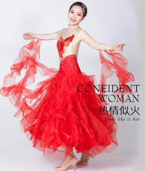 

Ballroom Dress viennese waltz dress Viennese standard ballroom tango costume plus size red blue green