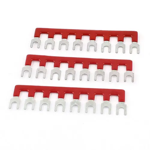 Fita de terminal de 8 posições tb2508, garfo tipo 8, conector de ponte, vermelho 600v, 25a, 3 pçs