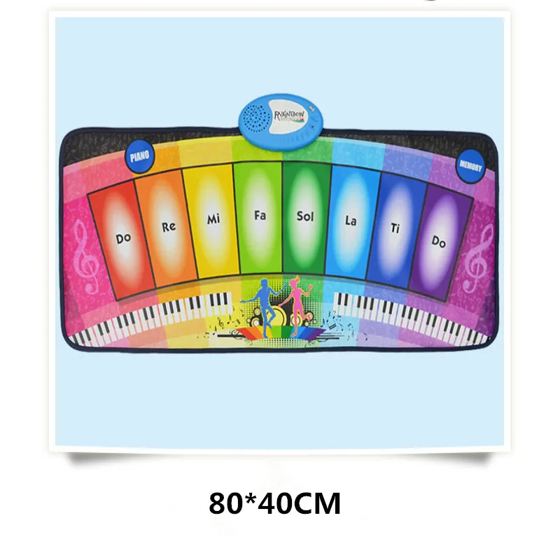 70*45 ซม.Mini Two in One เพลงเคาะผ้าห่มกลองชุดดนตรีเปียโนผ้าห่มเครื่องมือ Electronic Organ PARTY ของเล่นเปียโน