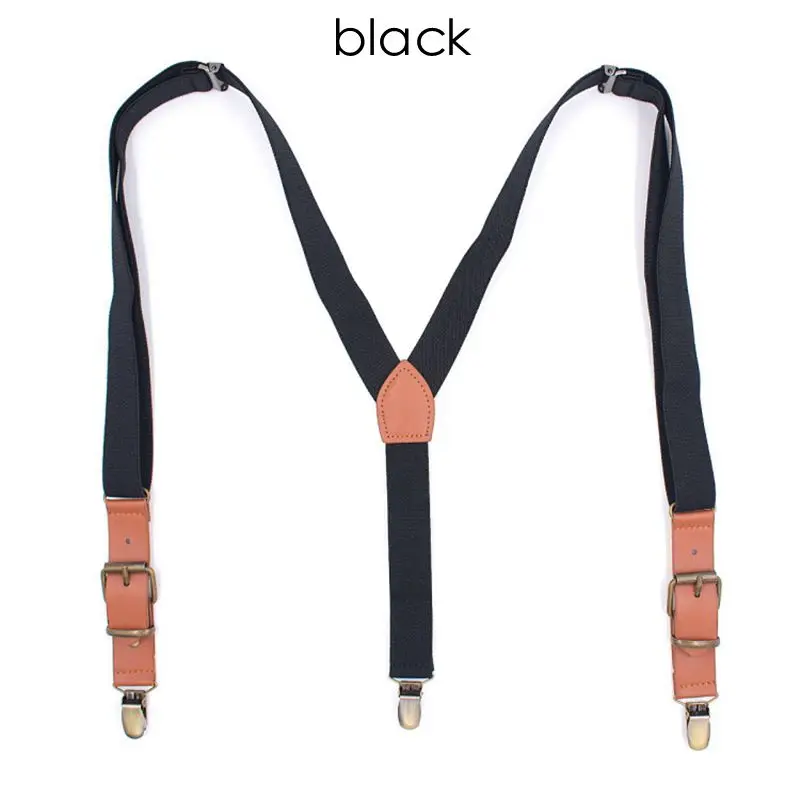 Yienws Vintage Men Suspenders 3 Clip Strap Braces for Trousers Pu Leather Suspenders Men Pants Brown 115cm Bretels Mannen YiA040